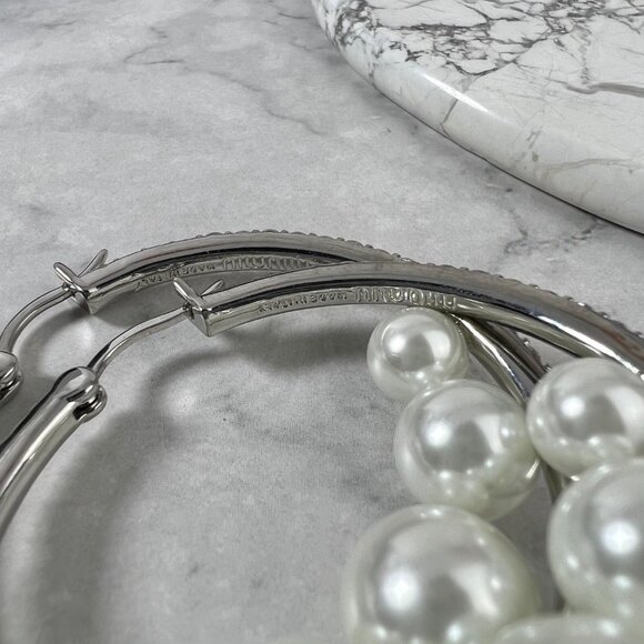 Miu Miu Pearl-Embellished Hoop Earrings - Picture 5 of 6